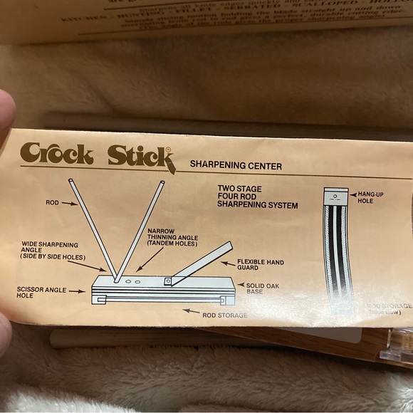 Vintage two stage crock stick knife and scissor sharpener with four rods. - Picture 6 of 9